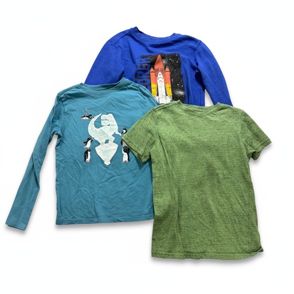Cat & Jack Boys M 8/10 Blue Green Shirt Sweatshirt‎ Bundle 3pc Casual Cozy Play